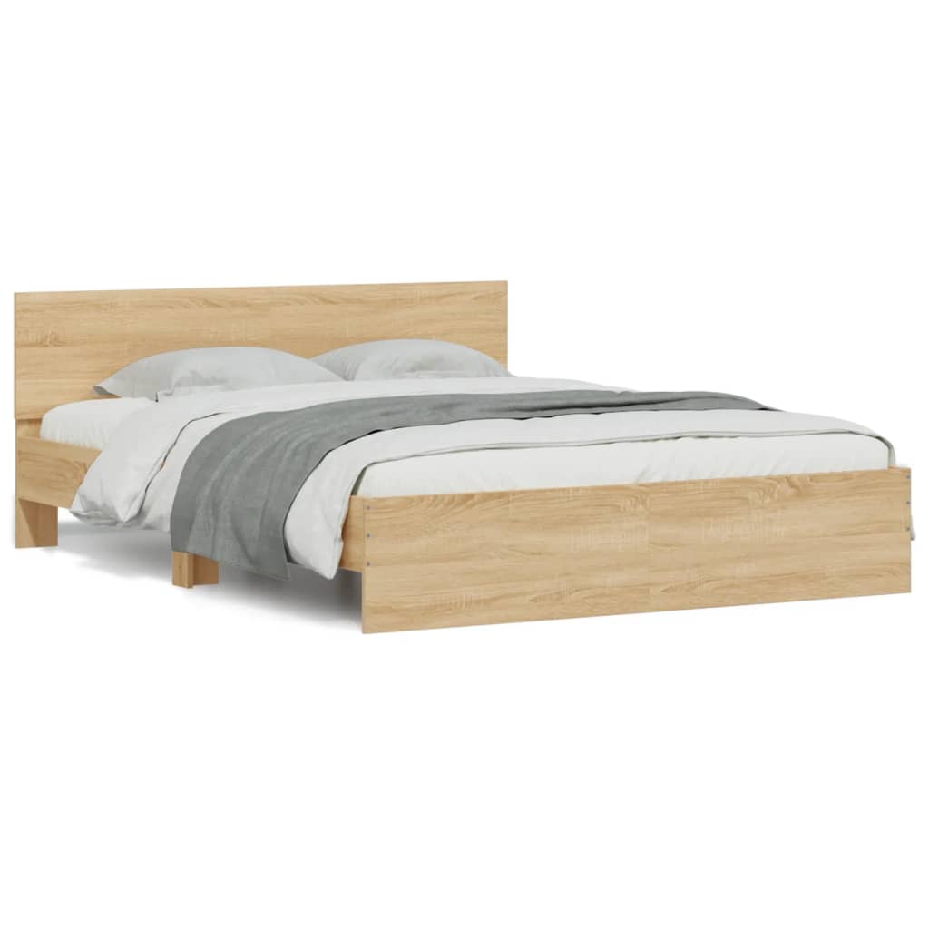 Bed Frame with LED without Mattress Sonoma Oak 160x200 cm