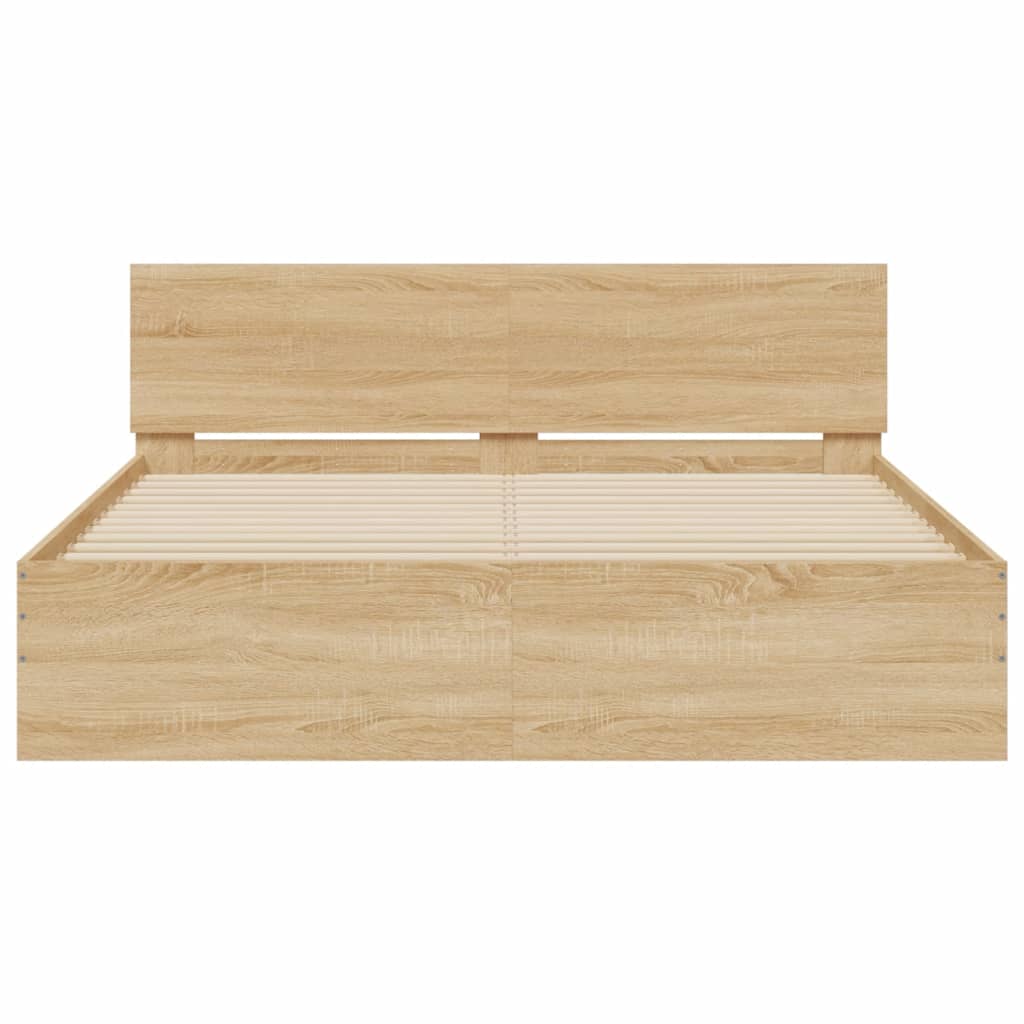 Bed Frame with LED without Mattress Sonoma Oak 160x200 cm