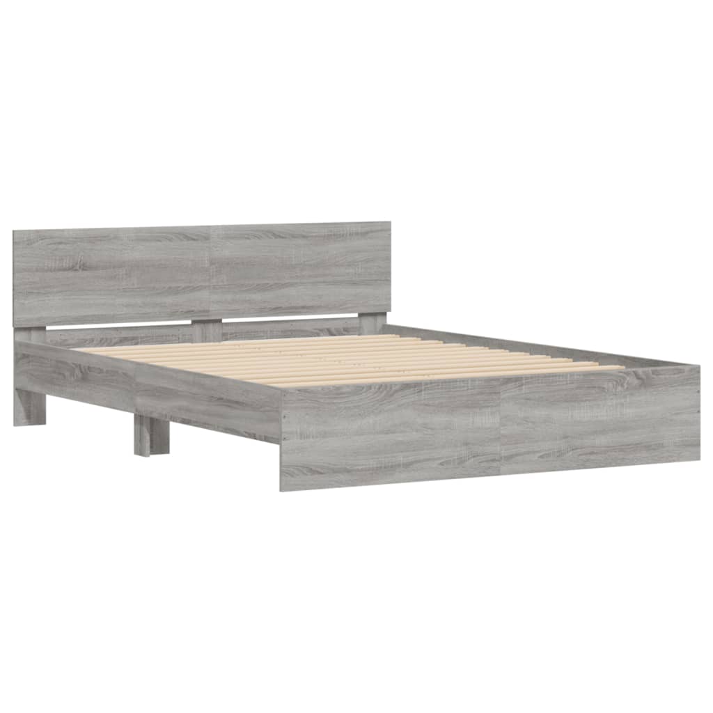Bed Frame with LED without Mattress Grey Sonoma 160x200 cm