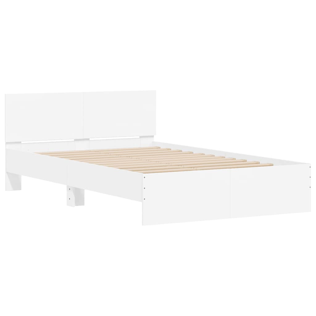 Bed Frame with Headboard and LED White 140x200 cm