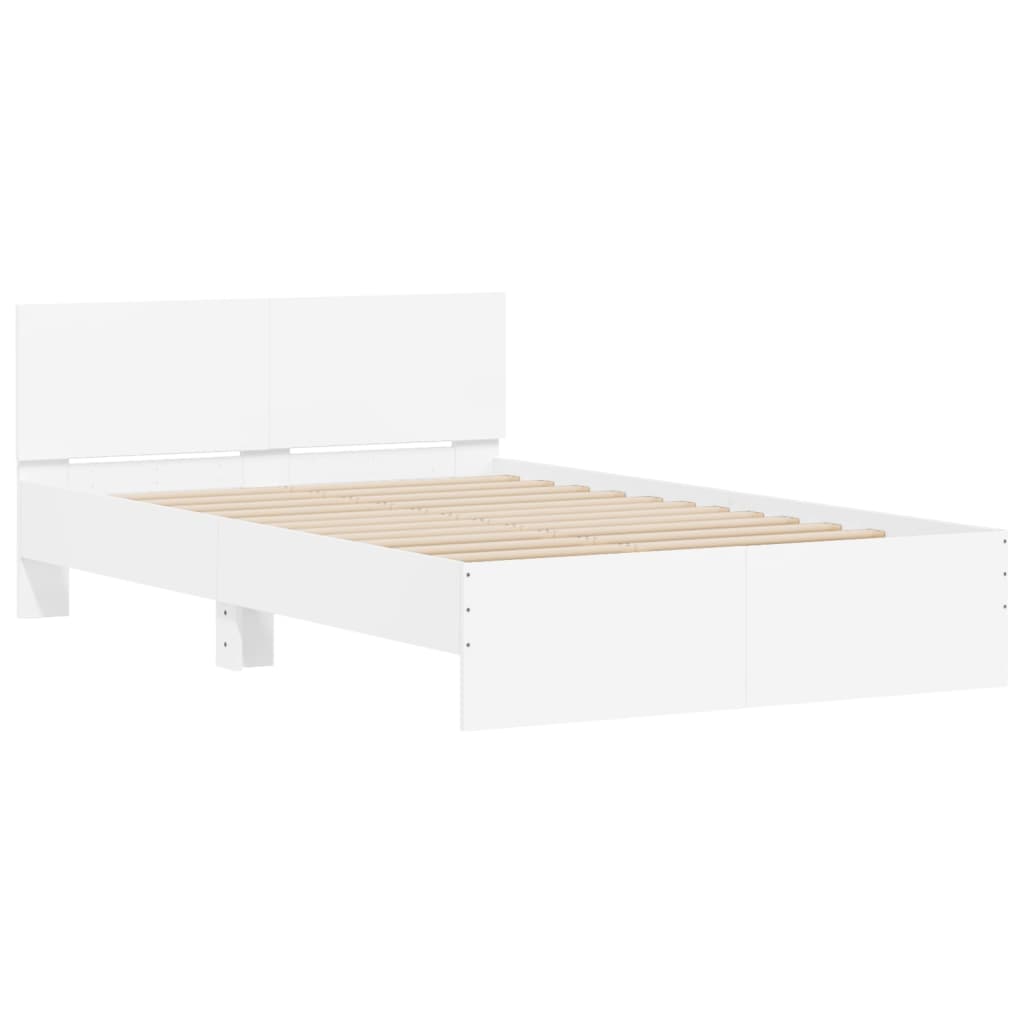 Bed Frame with LED without Mattress White 135x190 cm Double