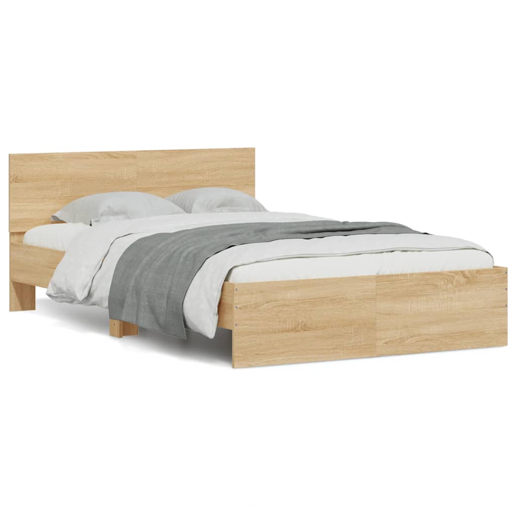 Bed Frame with LED without Mattress Sonoma Oak 135x190 cm Double