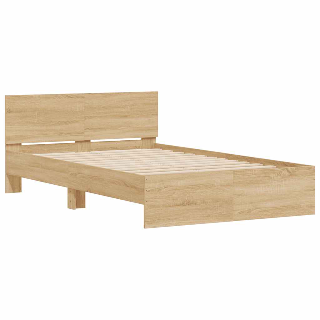 Bed Frame with LED without Mattress Sonoma Oak 135x190 cm Double