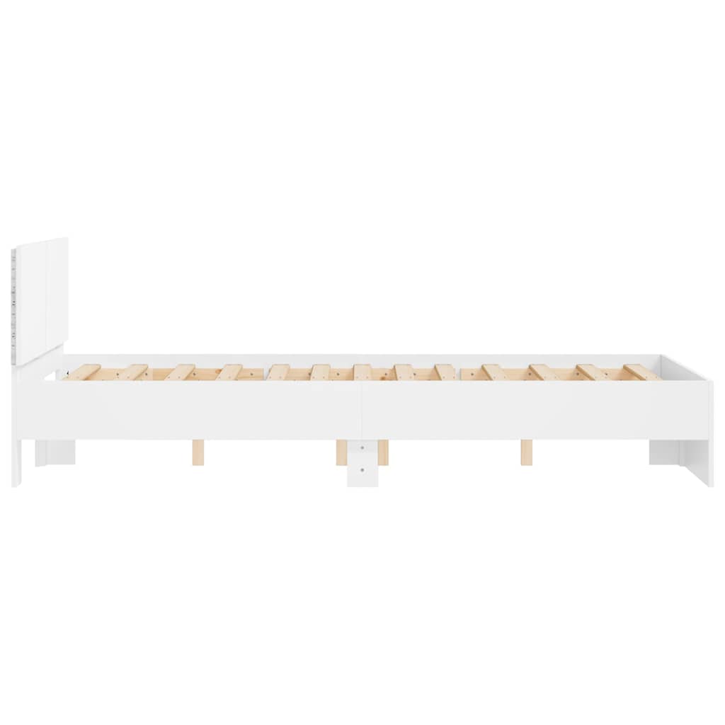 Bed Frame with Headboard and LED White 120x190 cm Small Double