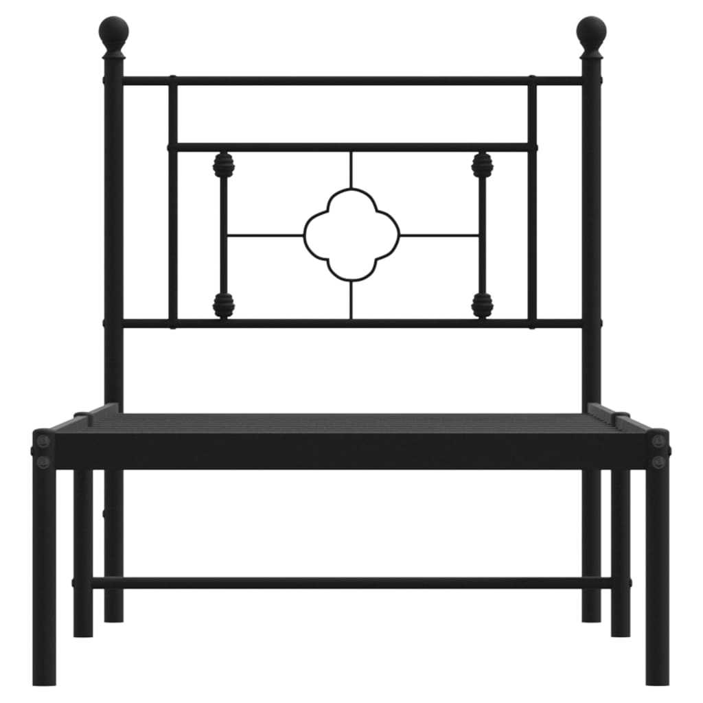 Metal Bed Frame without Mattress with Headboard Black 80x200cm