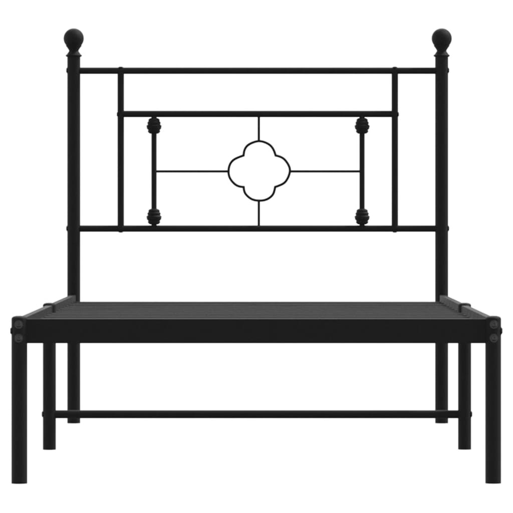 Metal Bed Frame without Mattress with Headboard Black 90x190cm