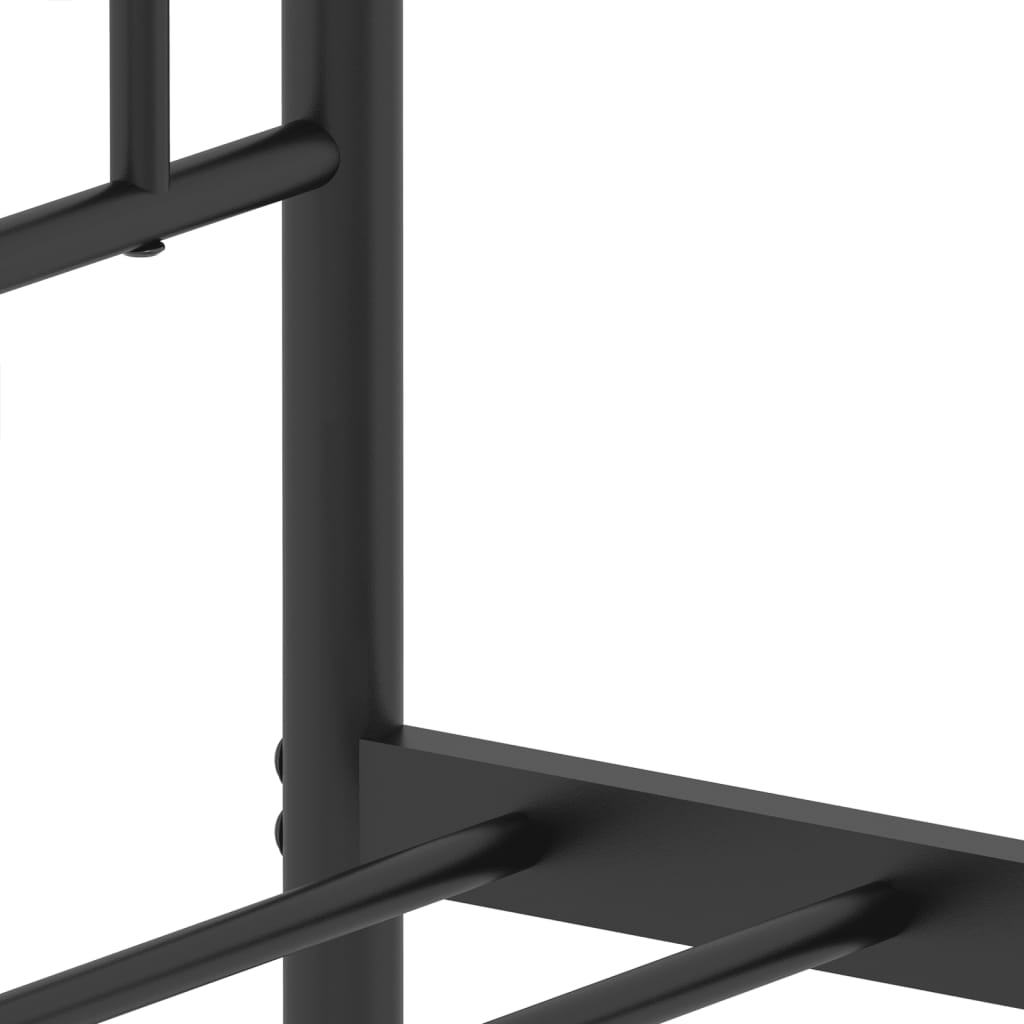 Metal Bed Frame without Mattress with Headboard Black 107x203cm