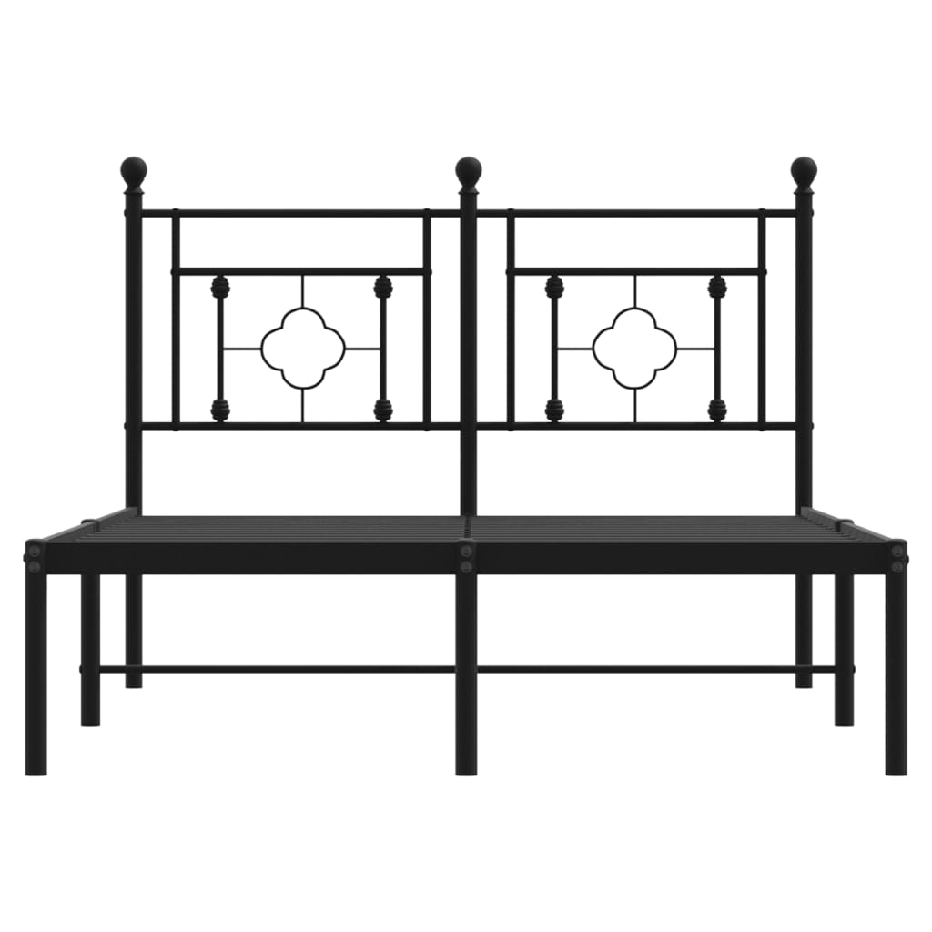 Metal Bed Frame without Mattress with Headboard Black 120x190cm