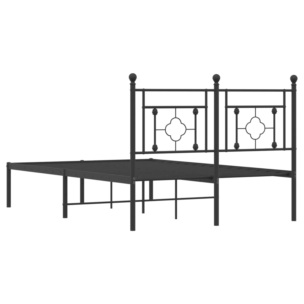 Metal Bed Frame without Mattress with Headboard Black 120x190cm
