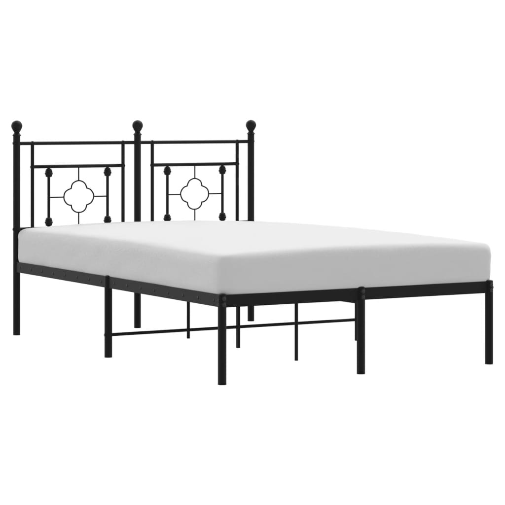 Metal Bed Frame without Mattress with Headboard Black 120x200cm