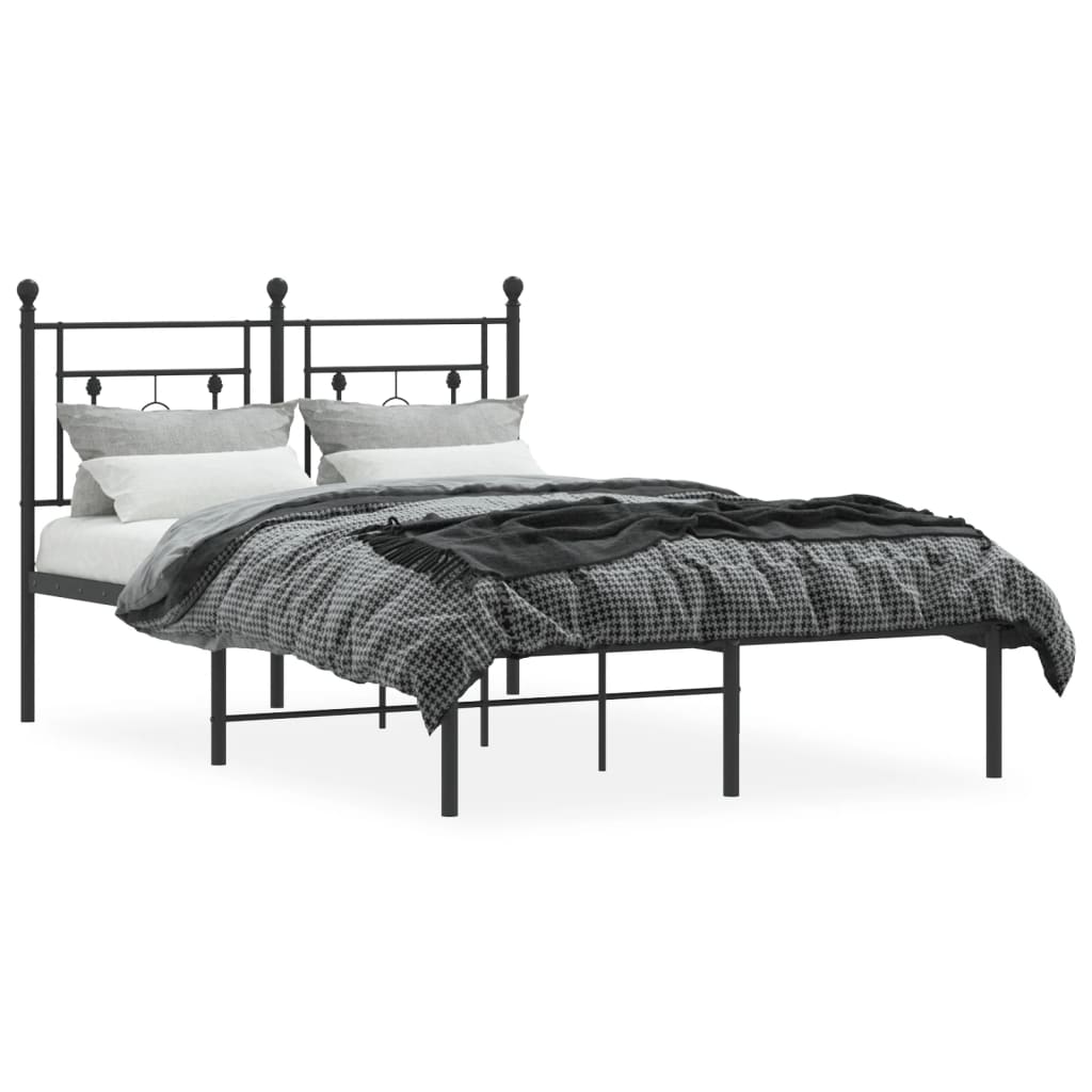 Metal Bed Frame without Mattress with Headboard Black 120x200cm