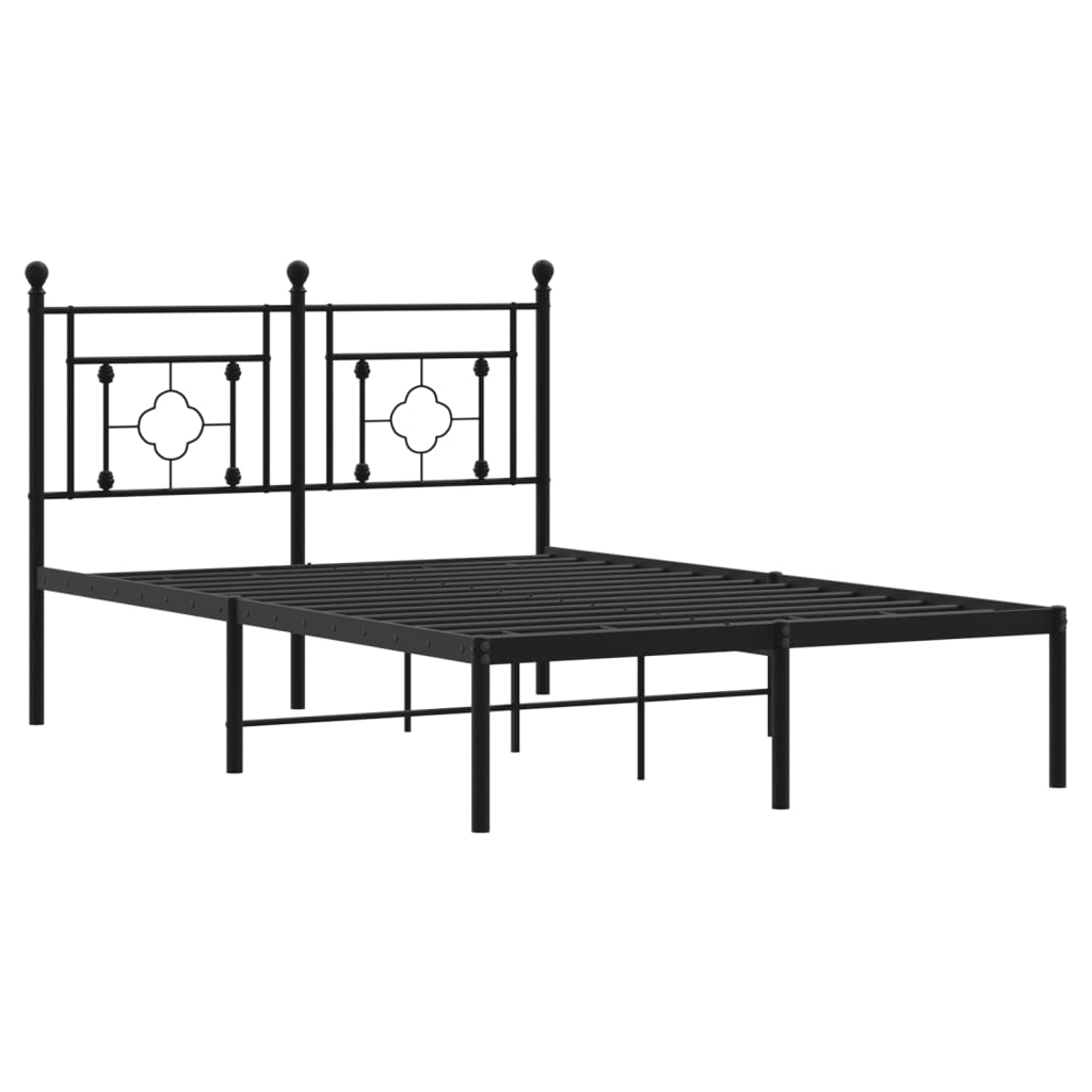 Metal Bed Frame without Mattress with Headboard Black 120x200cm