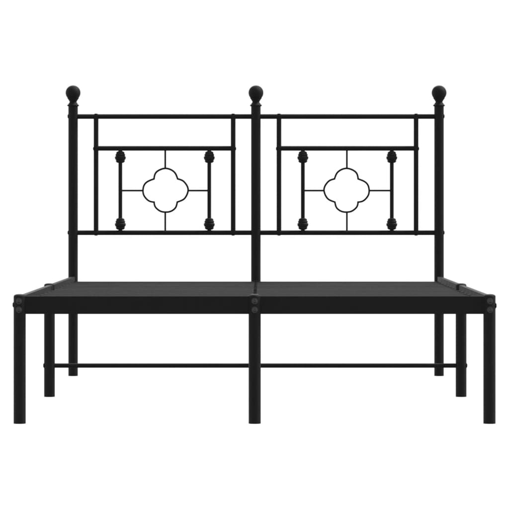 Metal Bed Frame without Mattress with Headboard Black 120x200cm
