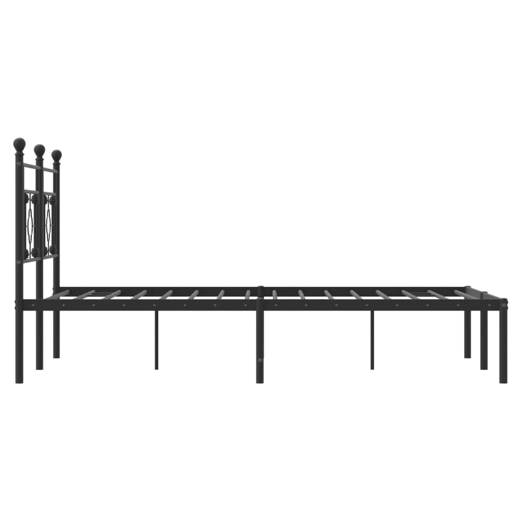 Metal Bed Frame without Mattress with Headboard Black 140x190cm