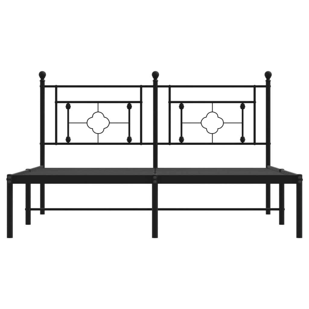 Metal Bed Frame without Mattress with Headboard Black 160x200cm