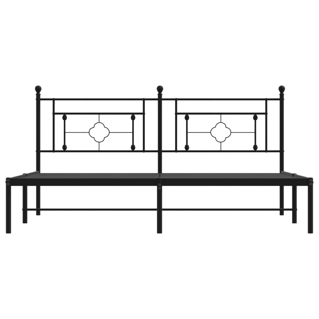Metal Bed Frame without Mattress with Headboard Black 183x213cm