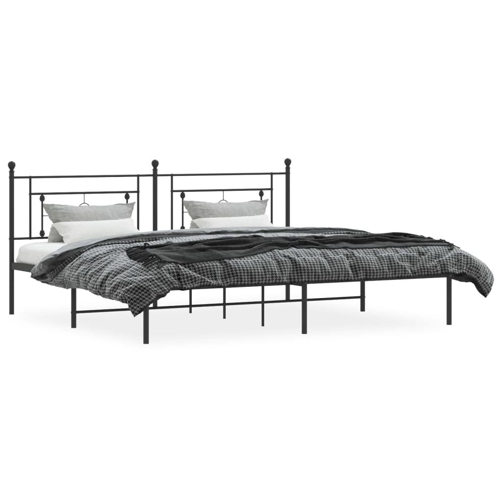 Metal Bed Frame without Mattress with Headboard Black 200x200cm