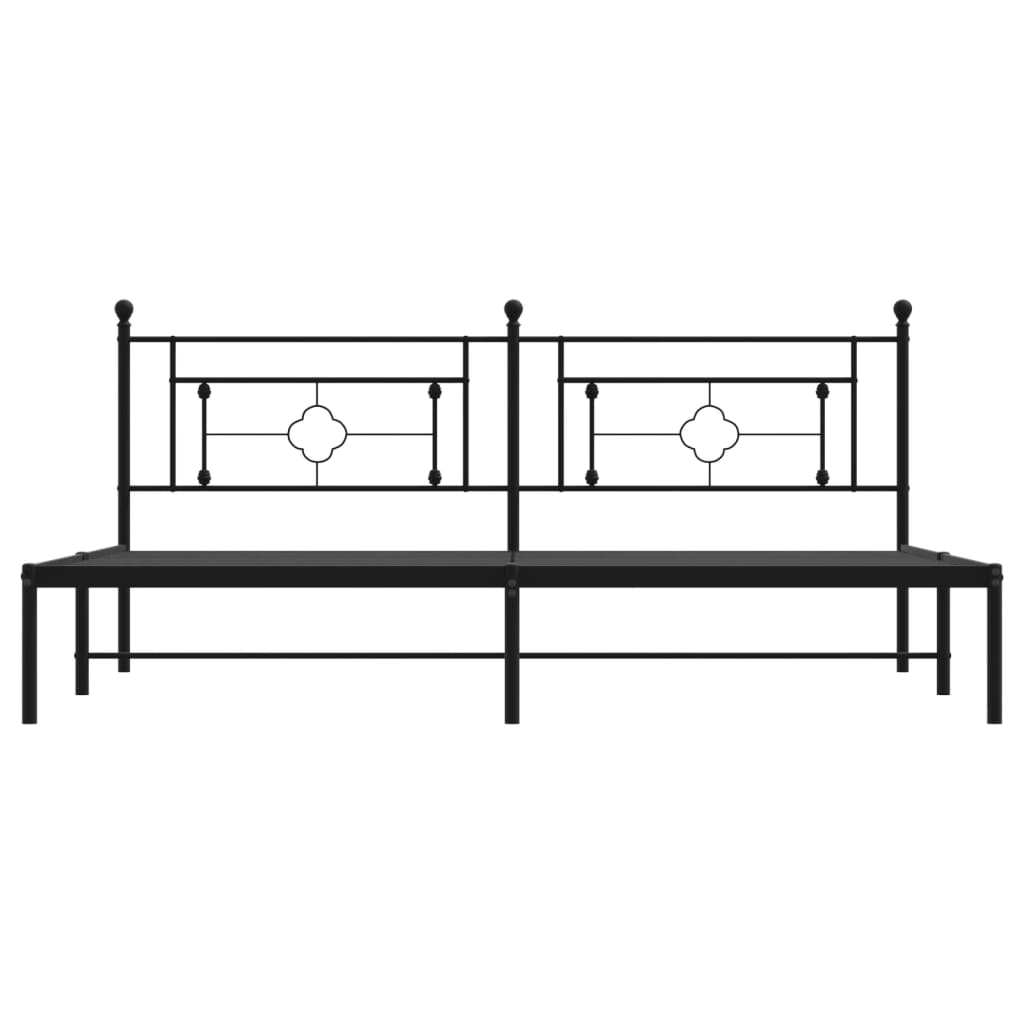Metal Bed Frame without Mattress with Headboard Black 200x200cm