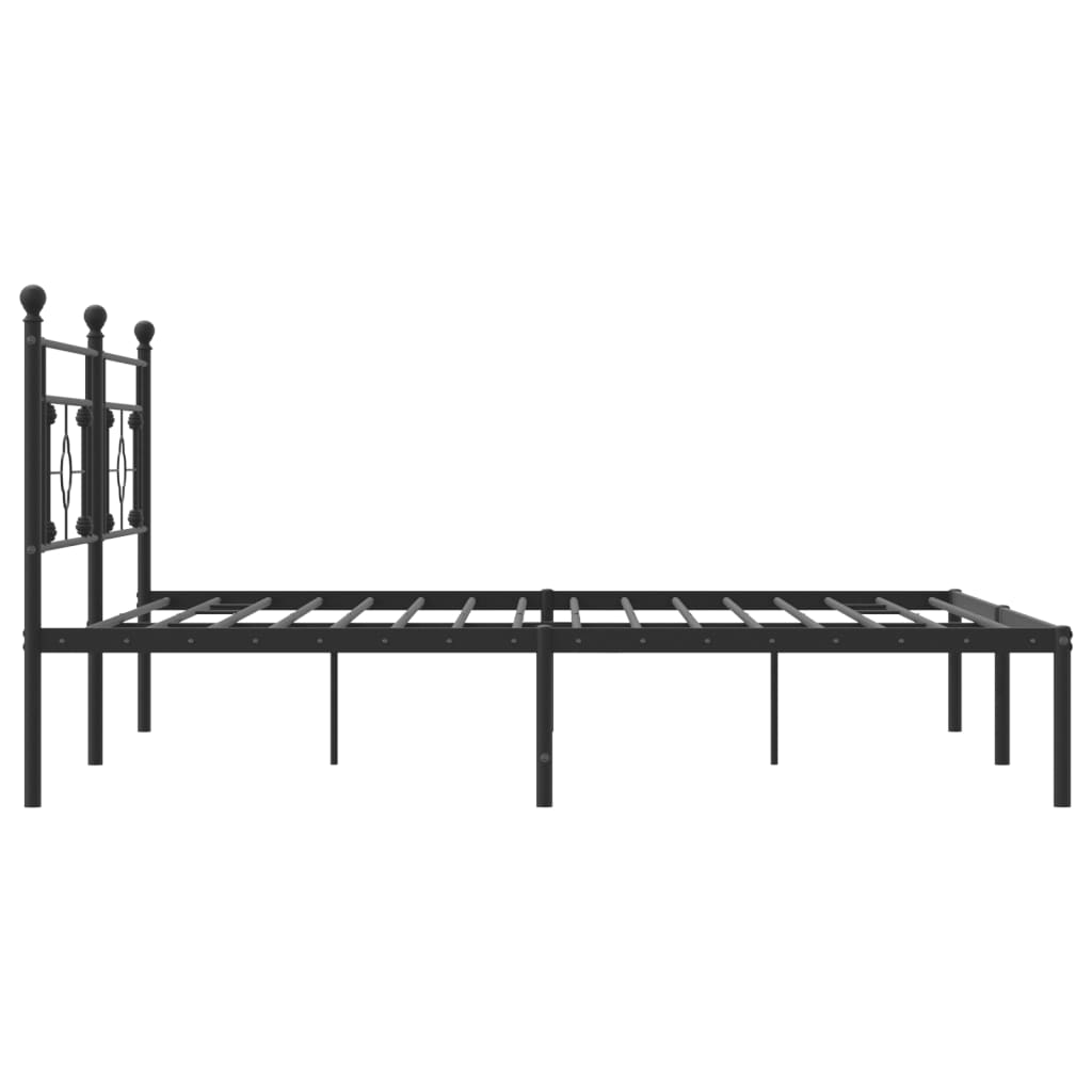 Metal Bed Frame without Mattress with Headboard Black 200x200cm