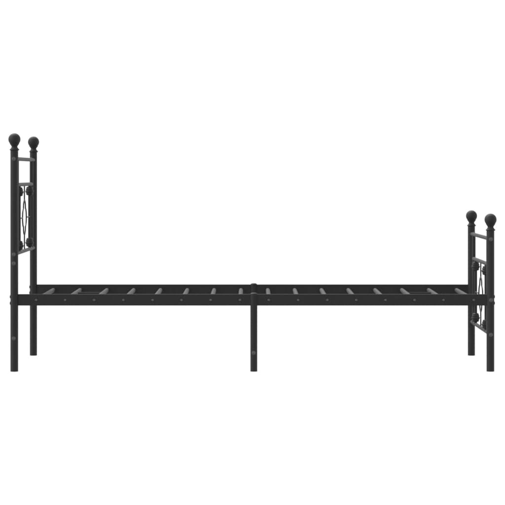 Metal Bed Frame without Mattress with Footboard Black 75x190cm