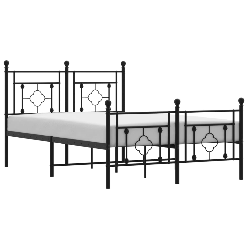 Metal Bed Frame without Mattress with Footboard Black 120x200cm