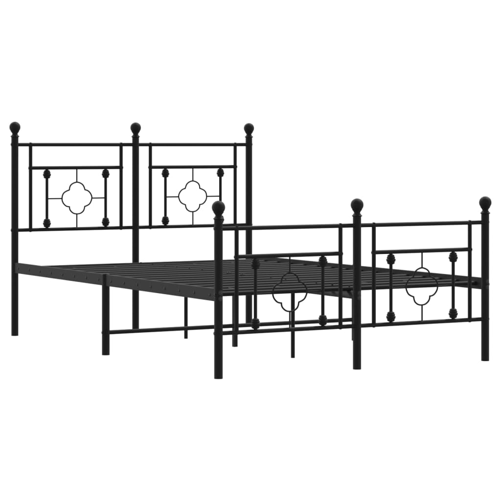 Metal Bed Frame without Mattress with Footboard Black 120x200cm