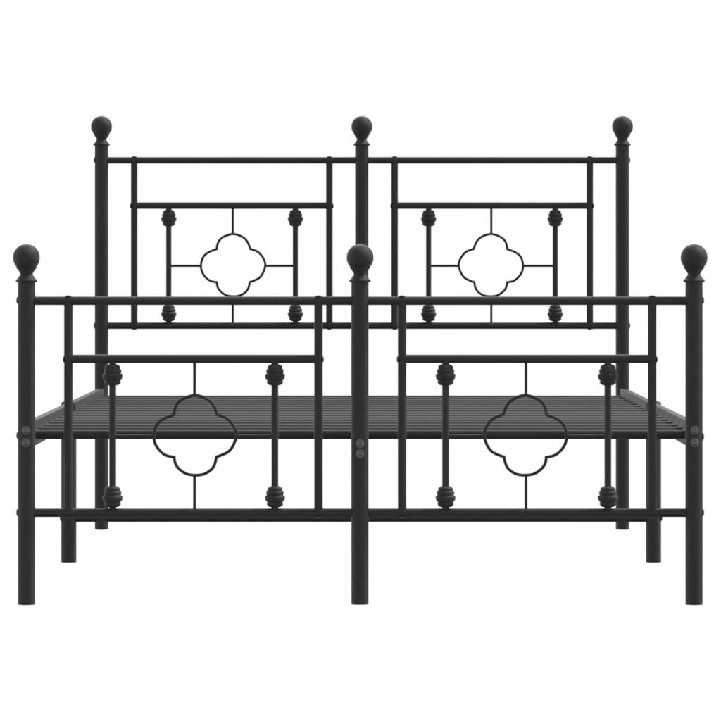 Metal Bed Frame without Mattress with Footboard Black 120x200cm