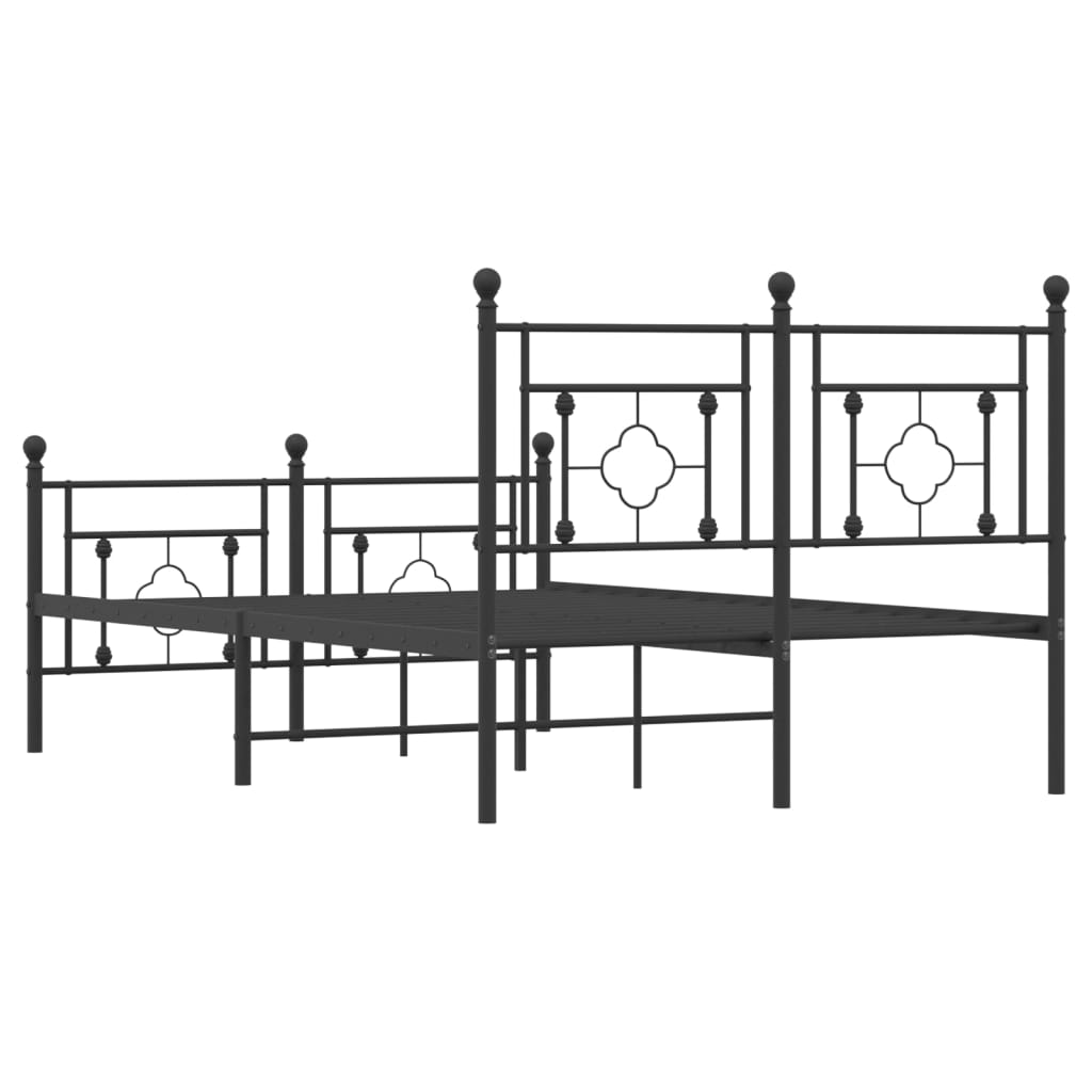 Metal Bed Frame without Mattress with Footboard Black 120x200cm