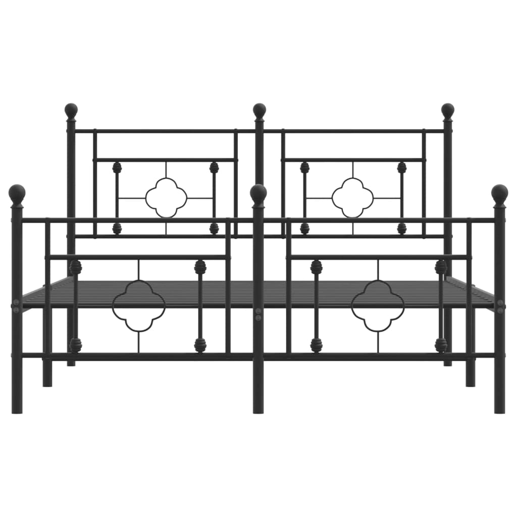 Metal Bed Frame without Mattress with Footboard Black 135x190cm