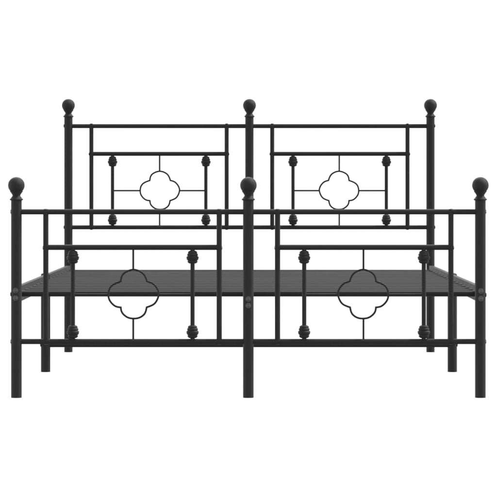 Metal Bed Frame without Mattress with Footboard Black 140x190cm