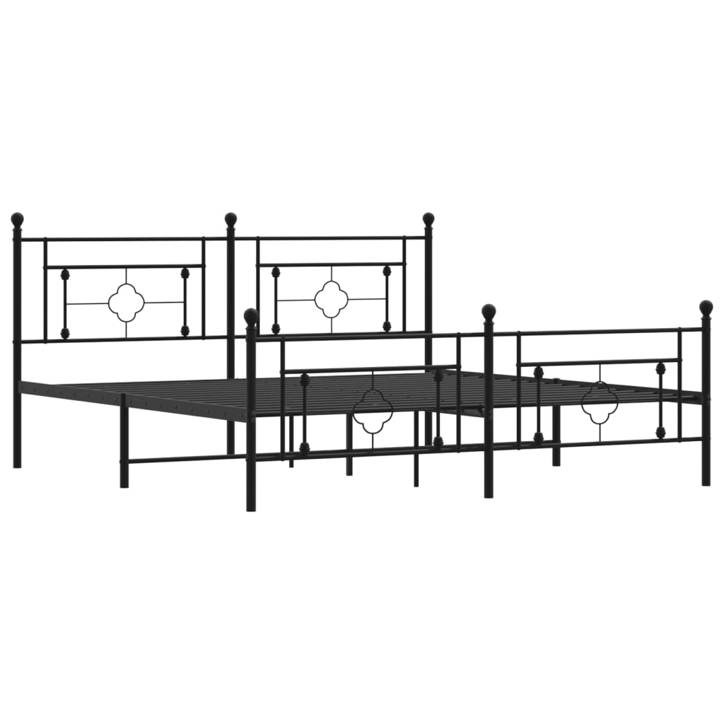 Metal Bed Frame without Mattress with Footboard Black 183x213cm