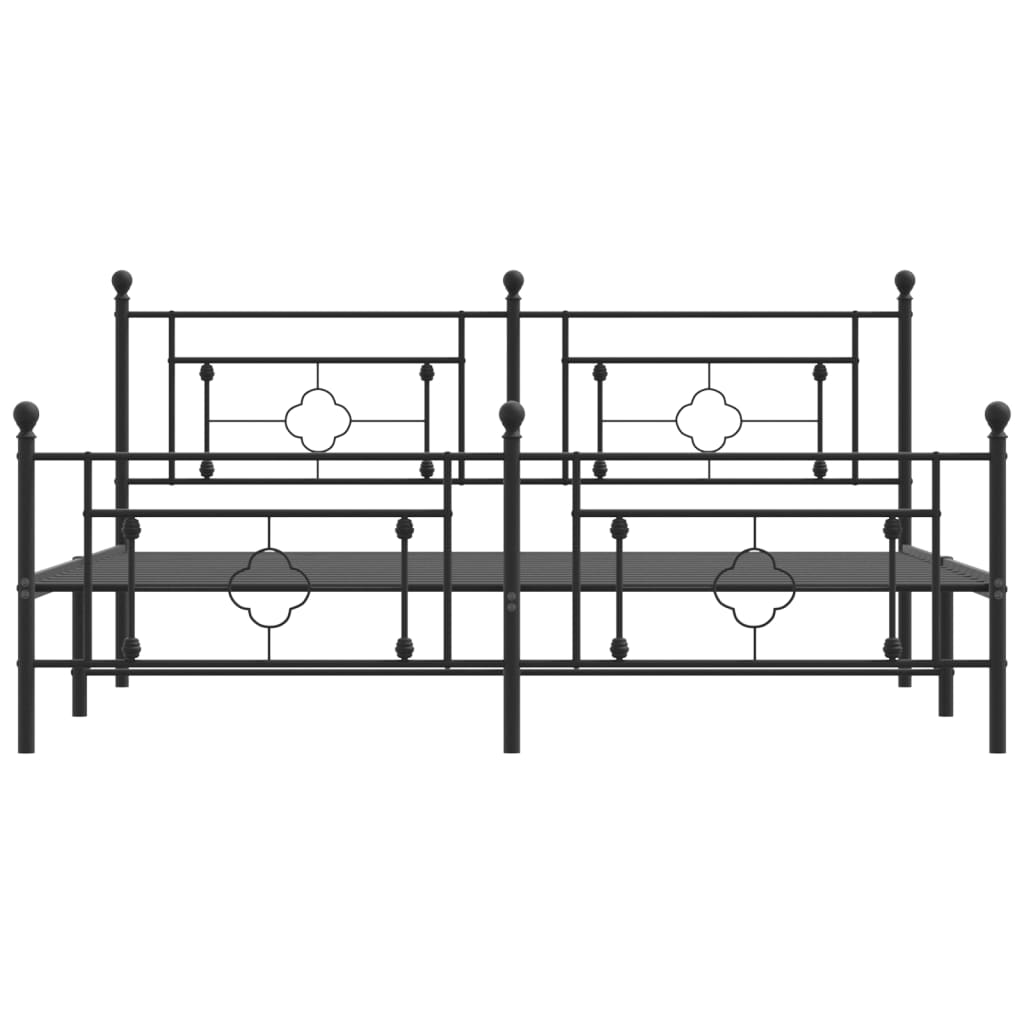 Metal Bed Frame without Mattress with Footboard Black 183x213cm