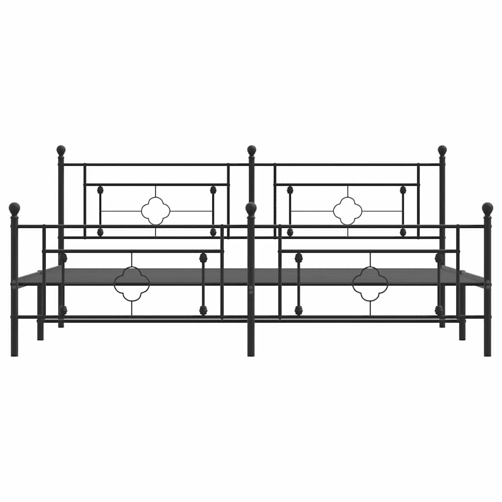 Metal Bed Frame without Mattress with Footboard Black 193x203cm