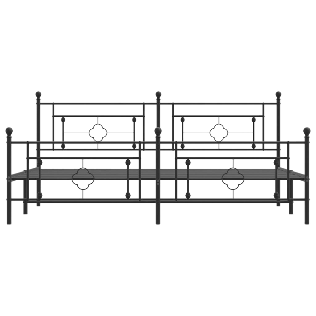 Metal Bed Frame without Mattress with Footboard Black 200x200cm