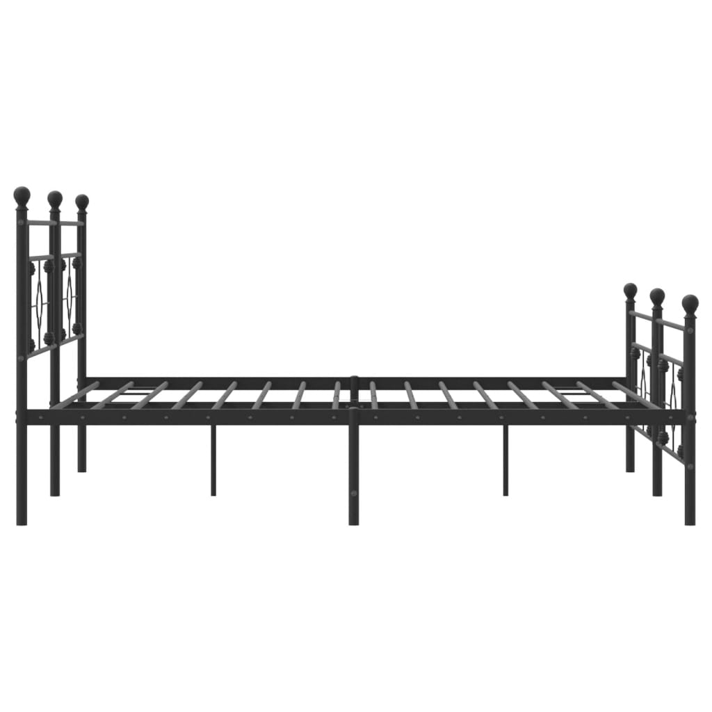 Metal Bed Frame without Mattress with Footboard Black 200x200cm