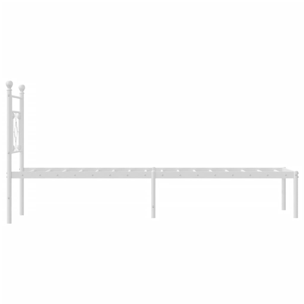 Metal Bed Frame without Mattress with Headboard White 75x190cm