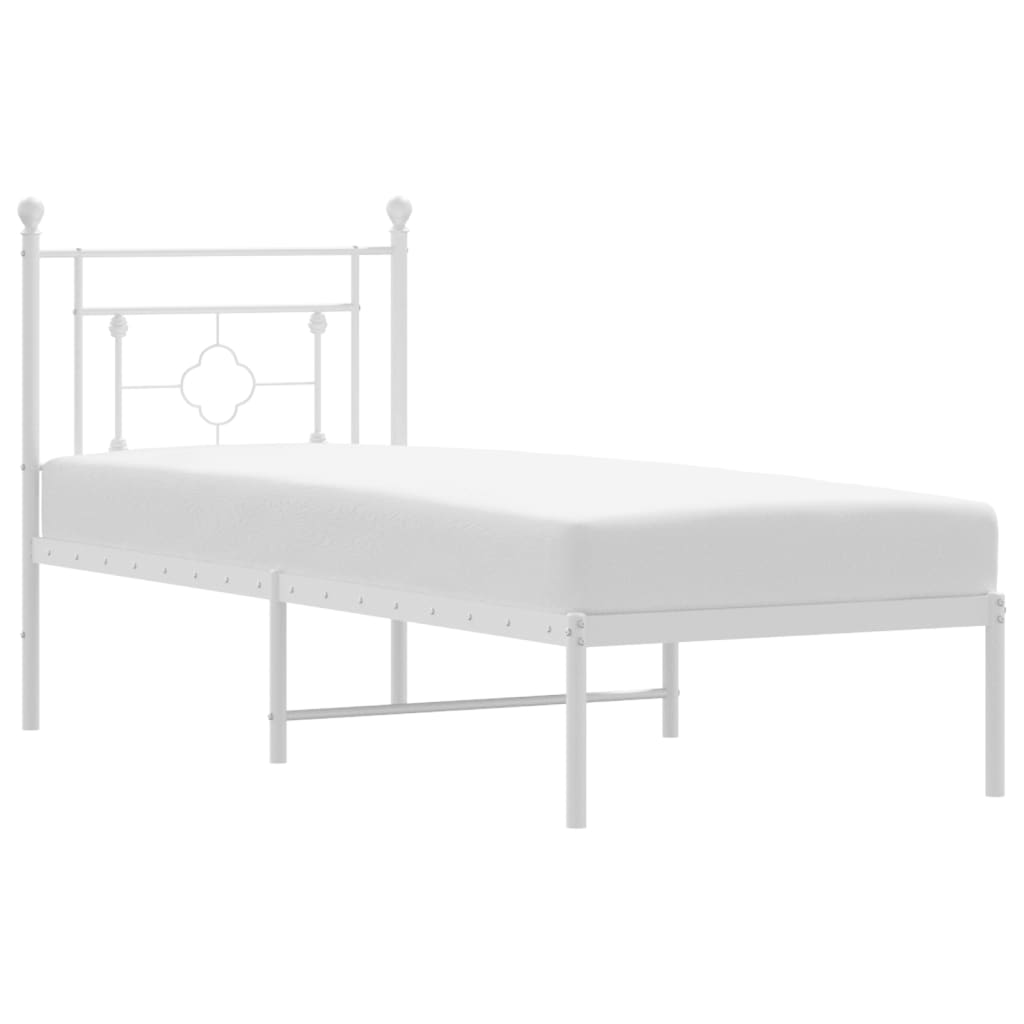 Metal Bed Frame without Mattress with Headboard White 80x200cm
