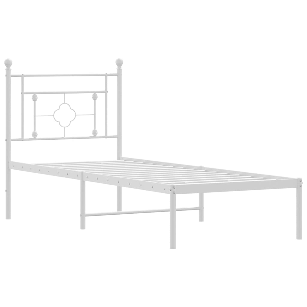 Metal Bed Frame without Mattress with Headboard White 80x200cm