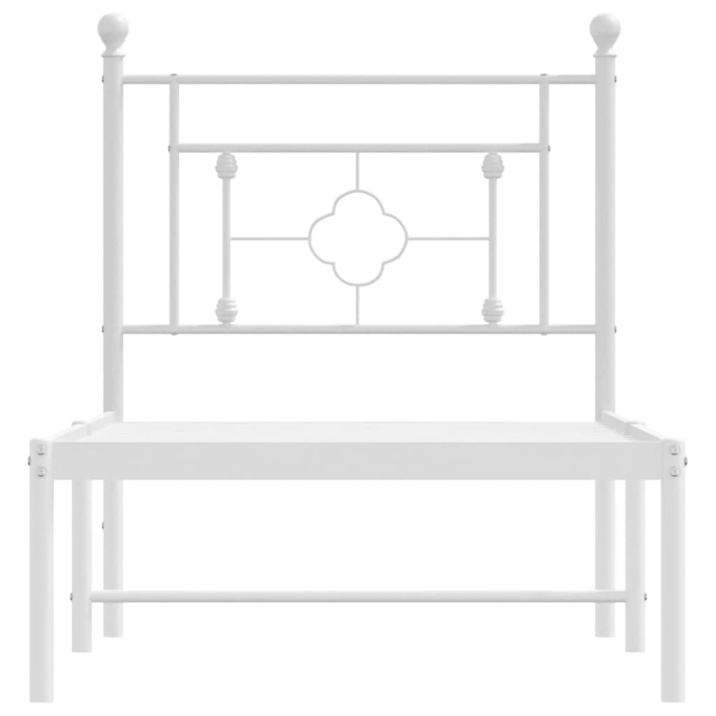 Metal Bed Frame without Mattress with Headboard White 80x200cm