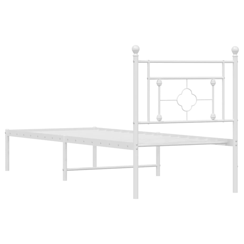 Metal Bed Frame without Mattress with Headboard White 80x200cm