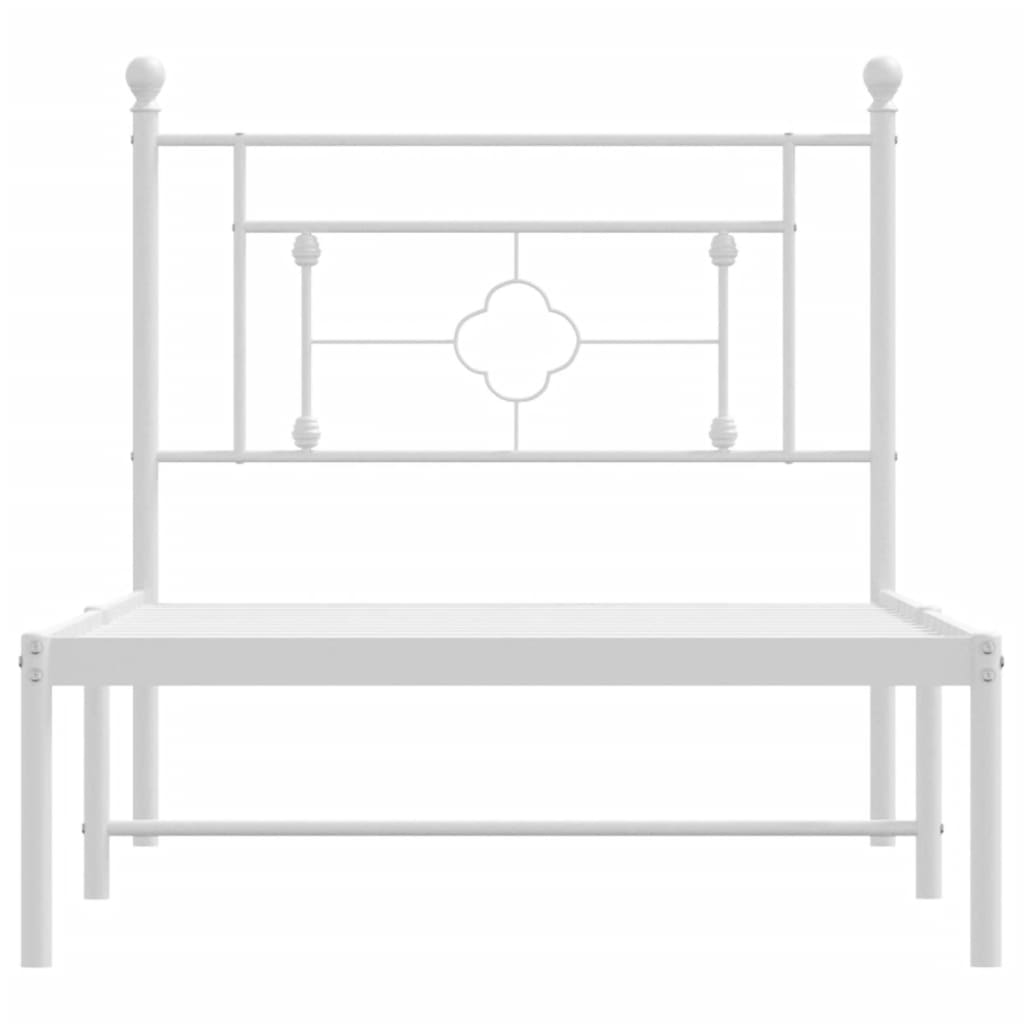 Metal Bed Frame without Mattress with Headboard White 90x190cm