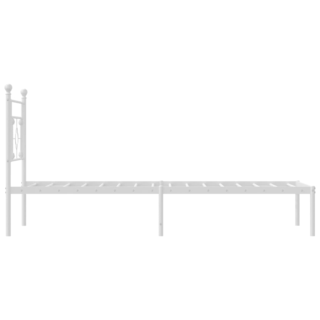 Metal Bed Frame without Mattress with Headboard White 90x190cm