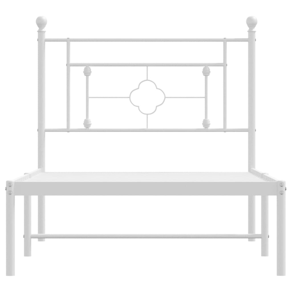 Metal Bed Frame without Mattress with Headboard White 90x200cm