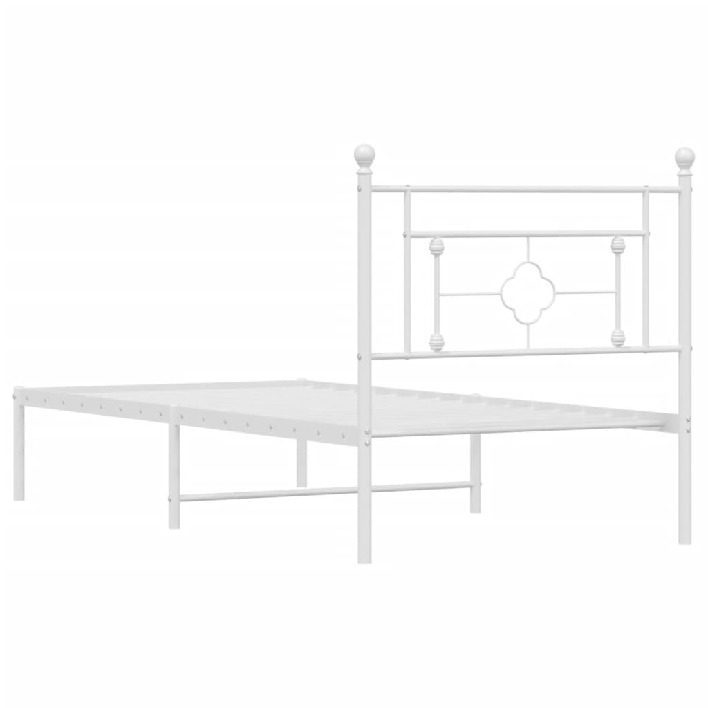 Metal Bed Frame without Mattress with Headboard White 90x200cm