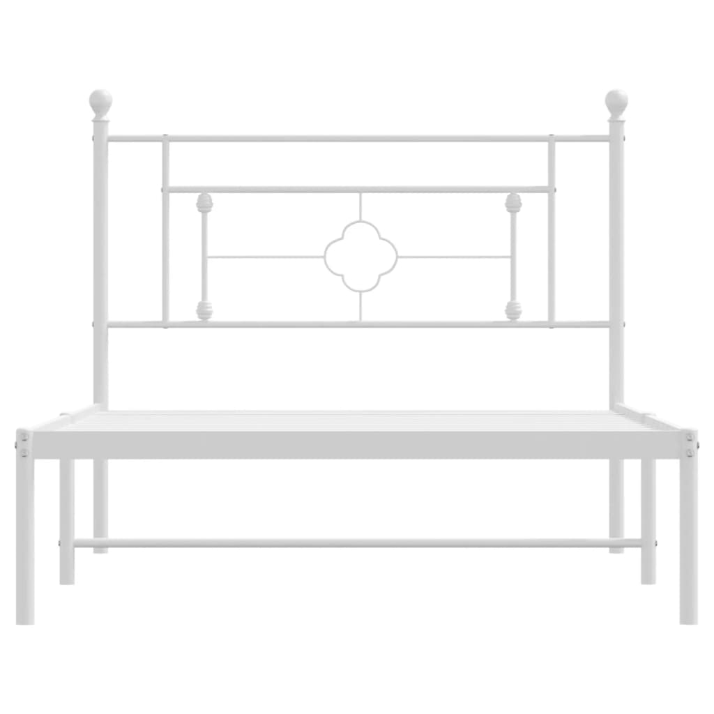 Metal Bed Frame without Mattress with Headboard White 107x203cm