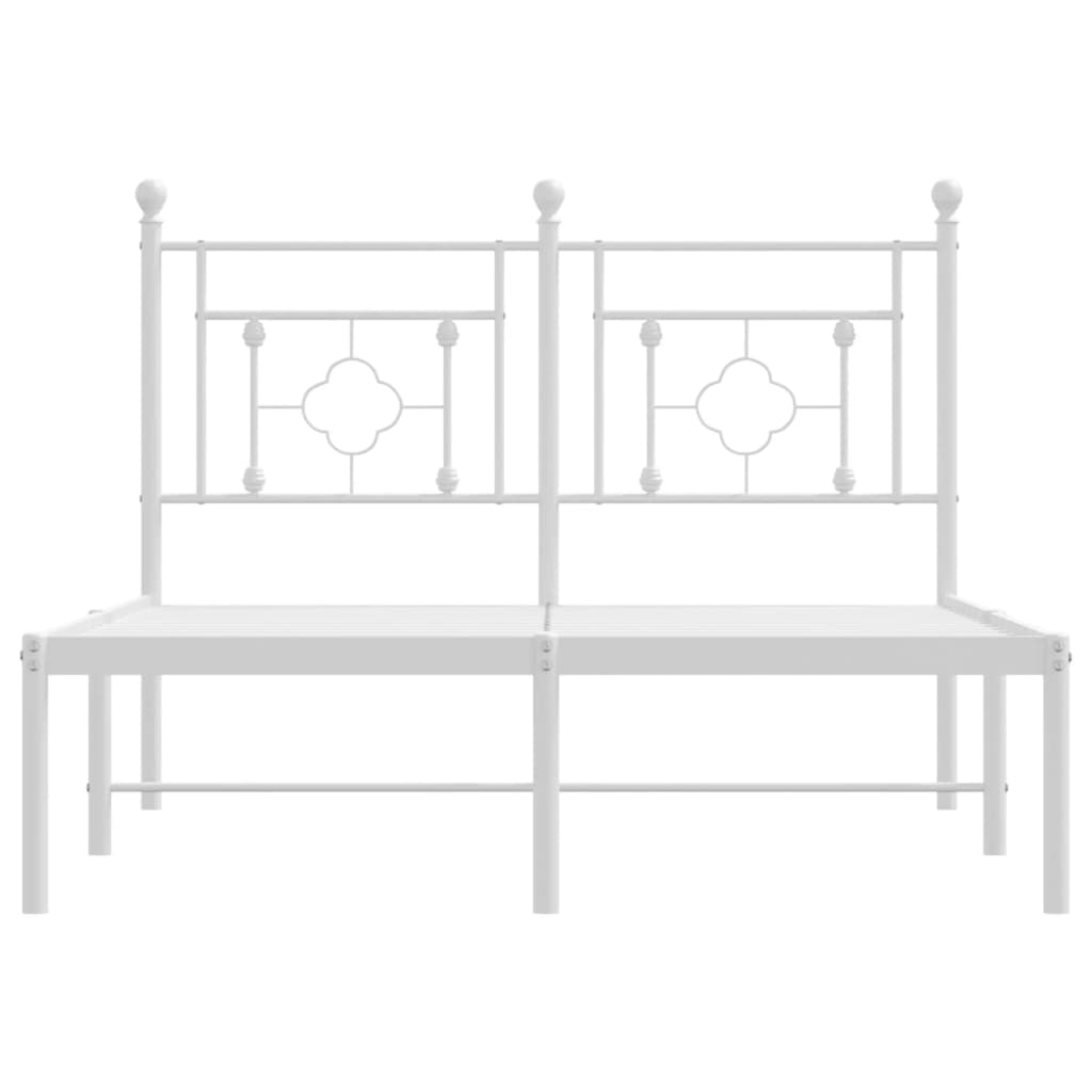 Metal Bed Frame without Mattress with Headboard White 120x190cm