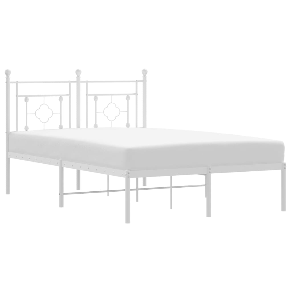 Metal Bed Frame without Mattress with Headboard White 120x200cm