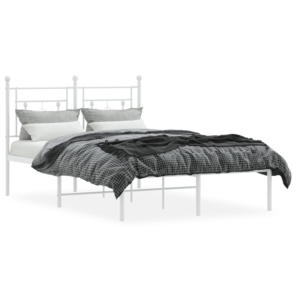 Metal Bed Frame without Mattress with Headboard White 120x200cm