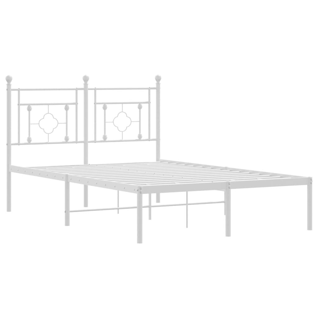 Metal Bed Frame without Mattress with Headboard White 120x200cm