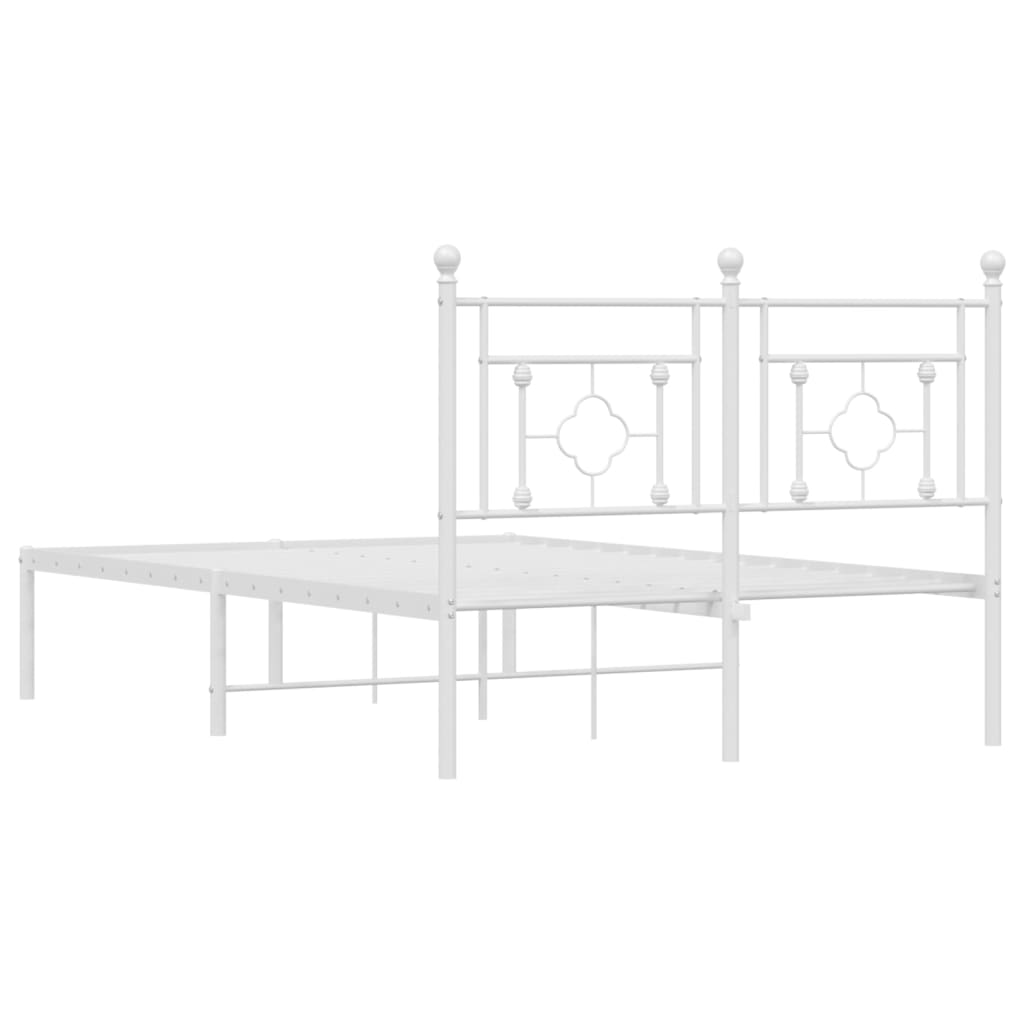 Metal Bed Frame without Mattress with Headboard White 120x200cm